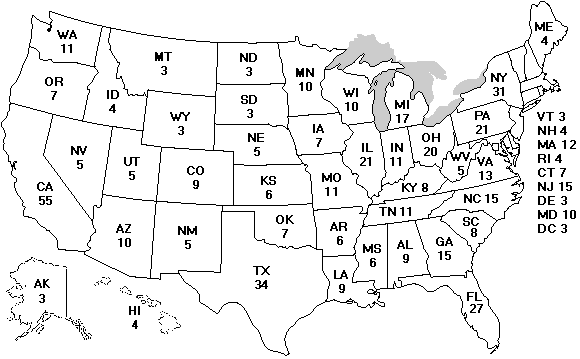 Usa Map Of Electoral Votes