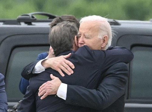 Joe and Hunter Biden hug