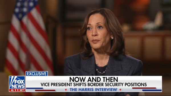 It says: NOW AND THEN
VICE PRESIDENT SHIFTS BORDER SECURITY POSITIONS