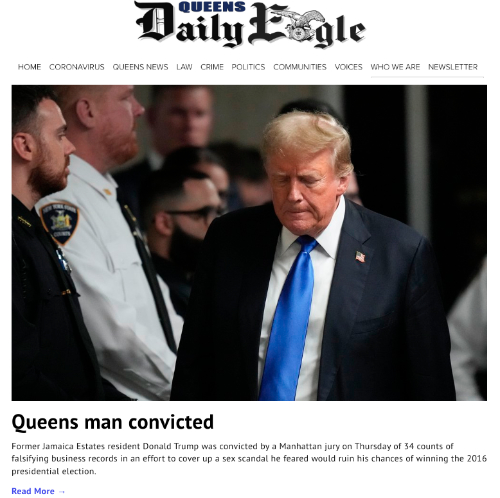 The headline is: 'Queens man convicted'