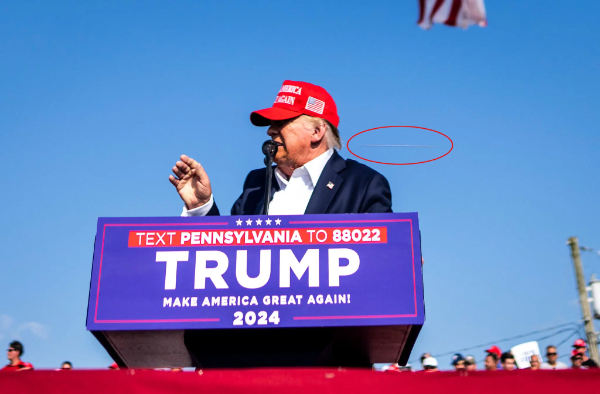 A thin whitish line shows,
to the right of Trump's head