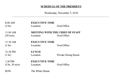 Trump's daily schedule is quite empty