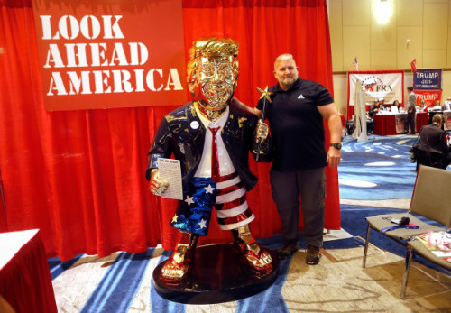 Trump as a golden idol at CPAC