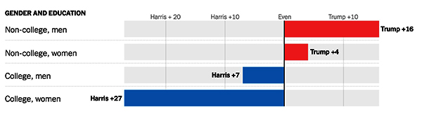 Election polls by education and gender