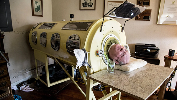 Man in an iron lung