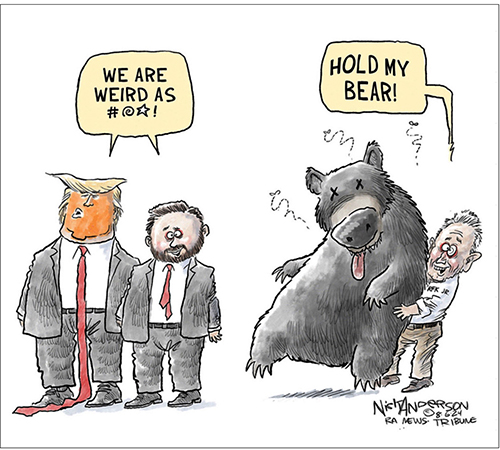 Trump and Vance saying 'We are weird' and RFK Jr. saying: Hold my bear