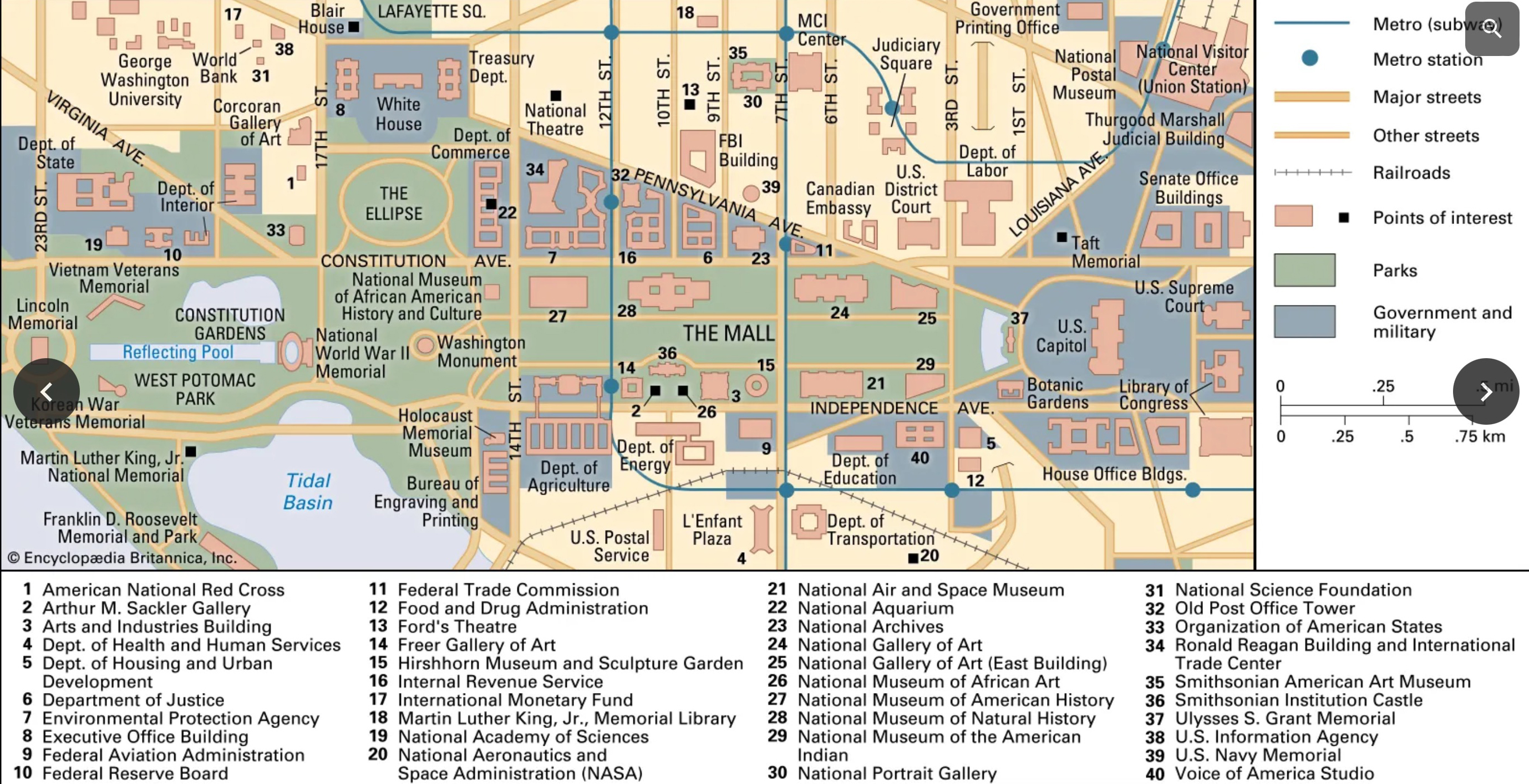 Map of D.C. showing The Ellipse