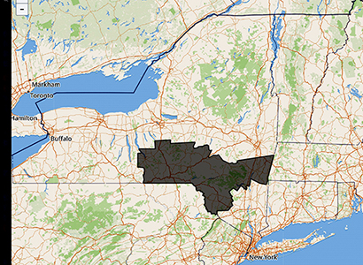 NY-19; it's pretty much due north of New York City