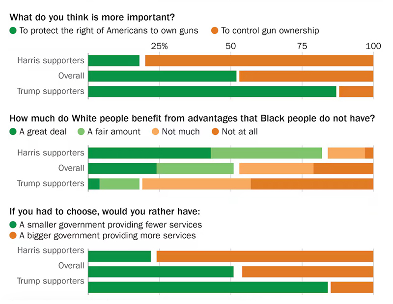 Conflicting views of Harris and Trump supporters