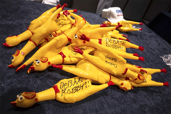Rubber chickens RFK Jr. passed out at the Libertarian Party convention