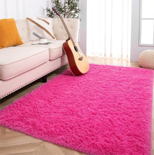 An ugly pink shag rug