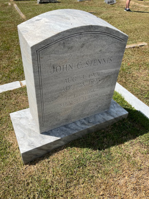 Very plain headstone of John C. Stennis