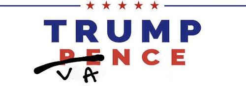 A Trump/Pence sticker has been
crudely altered to read Trump/Vance