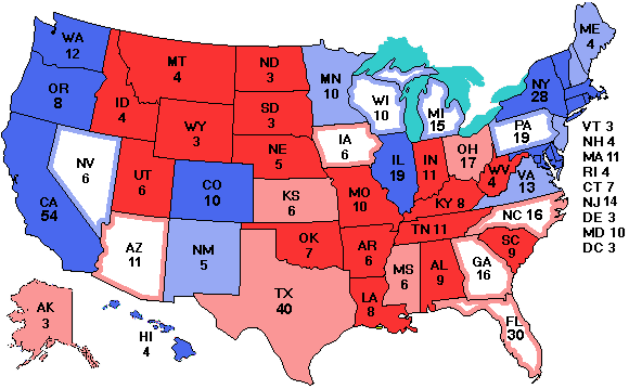 Electoral college map