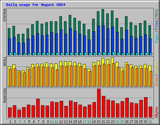 Daily usage for August 2024