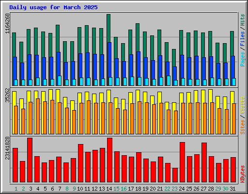Daily usage for March 2025