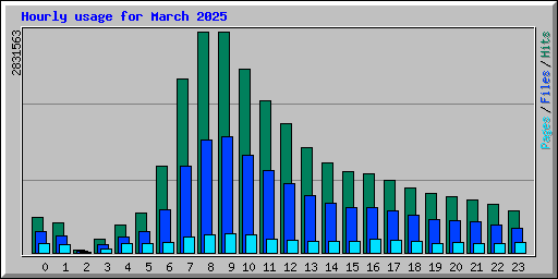 Hourly usage for March 2025